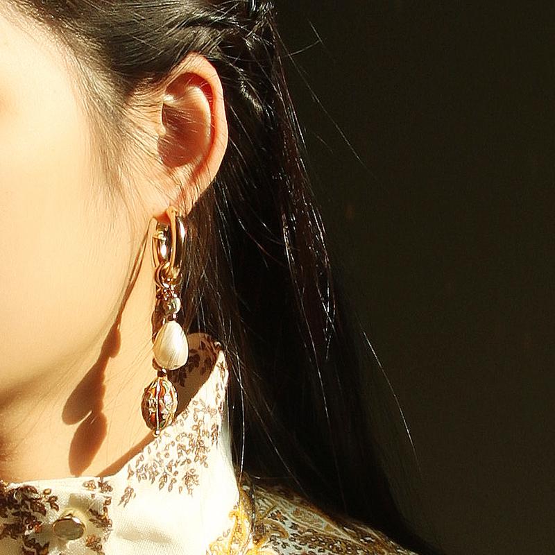 Best Handmade Mismatched Pearl Cloisonne Earrings