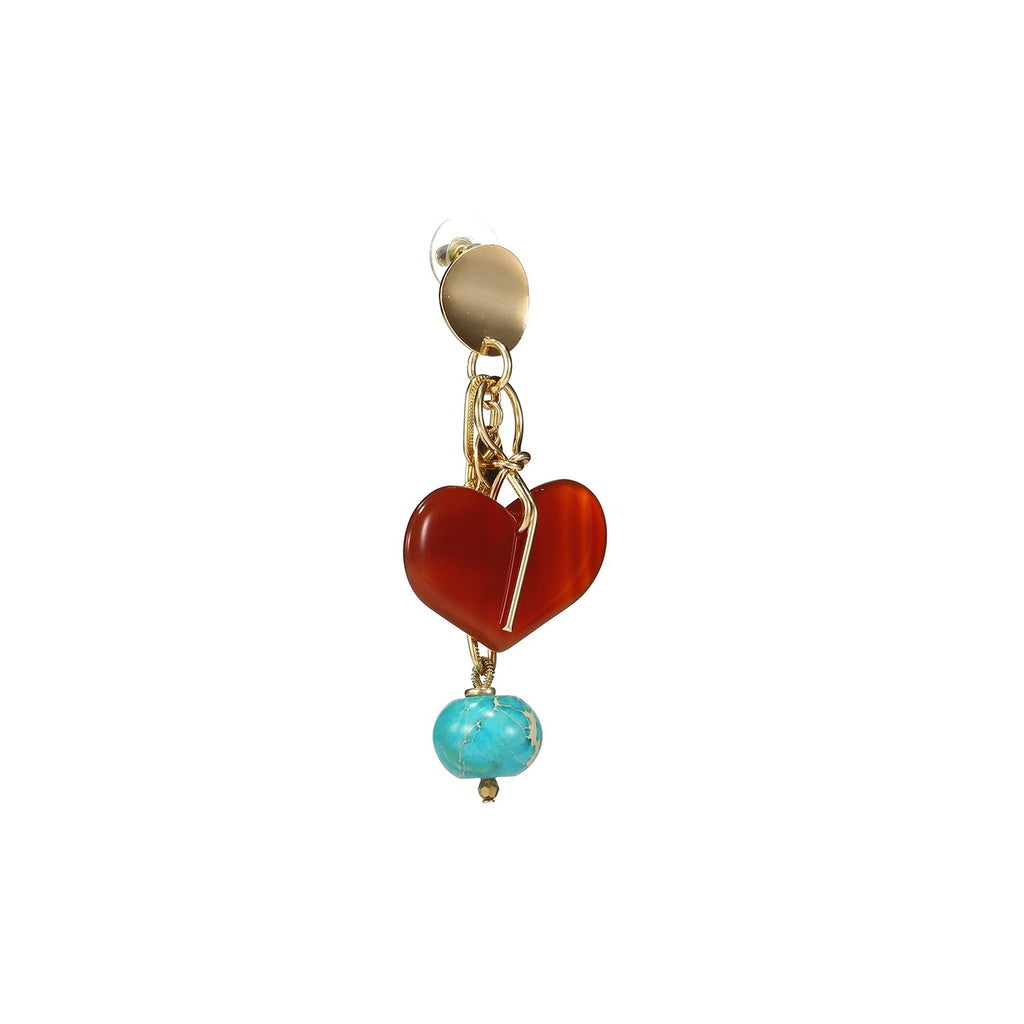 Agate Turquoise Mismatched Heart Earrings