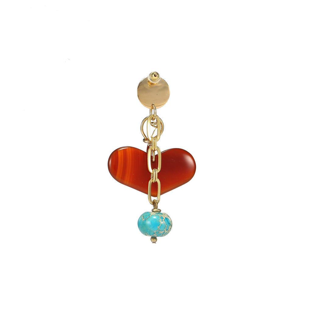 Agate Turquoise Mismatched Heart Earrings