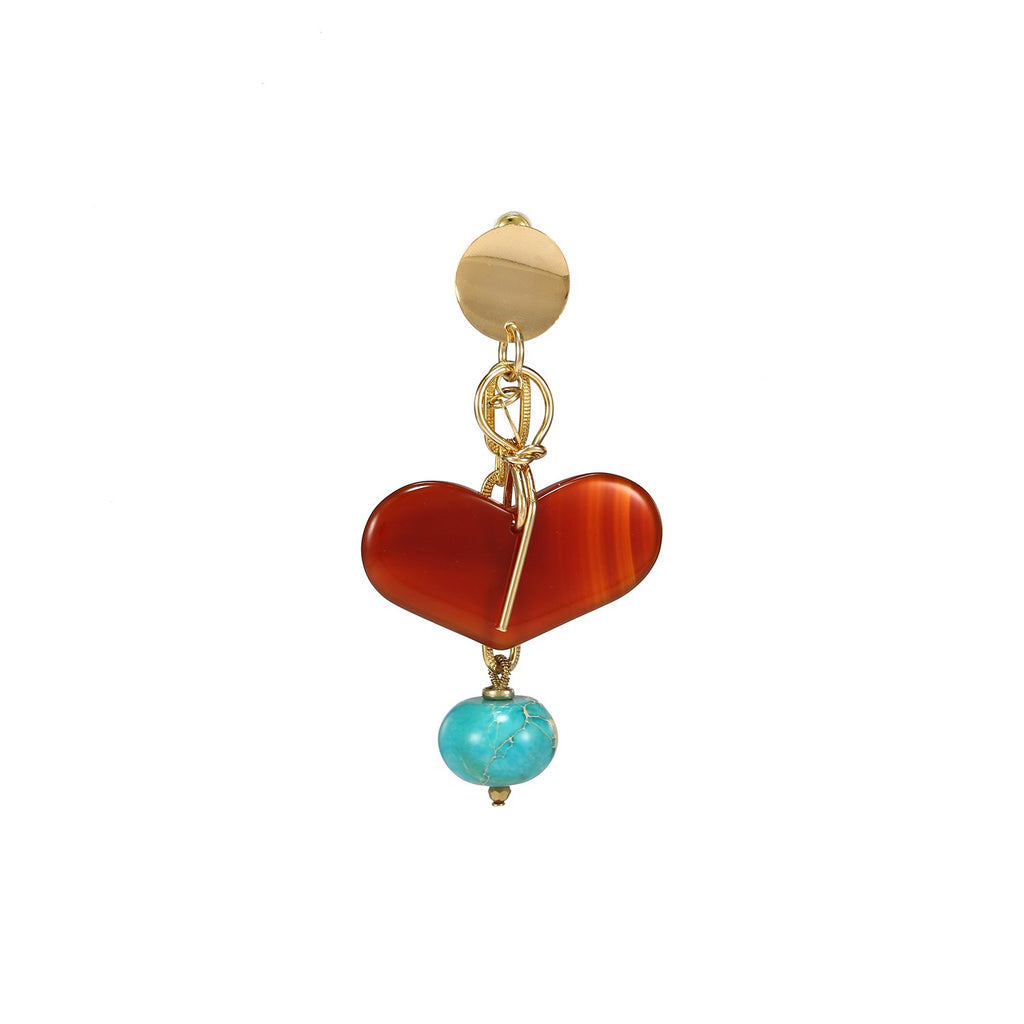 Agate Turquoise Mismatched Heart Earrings