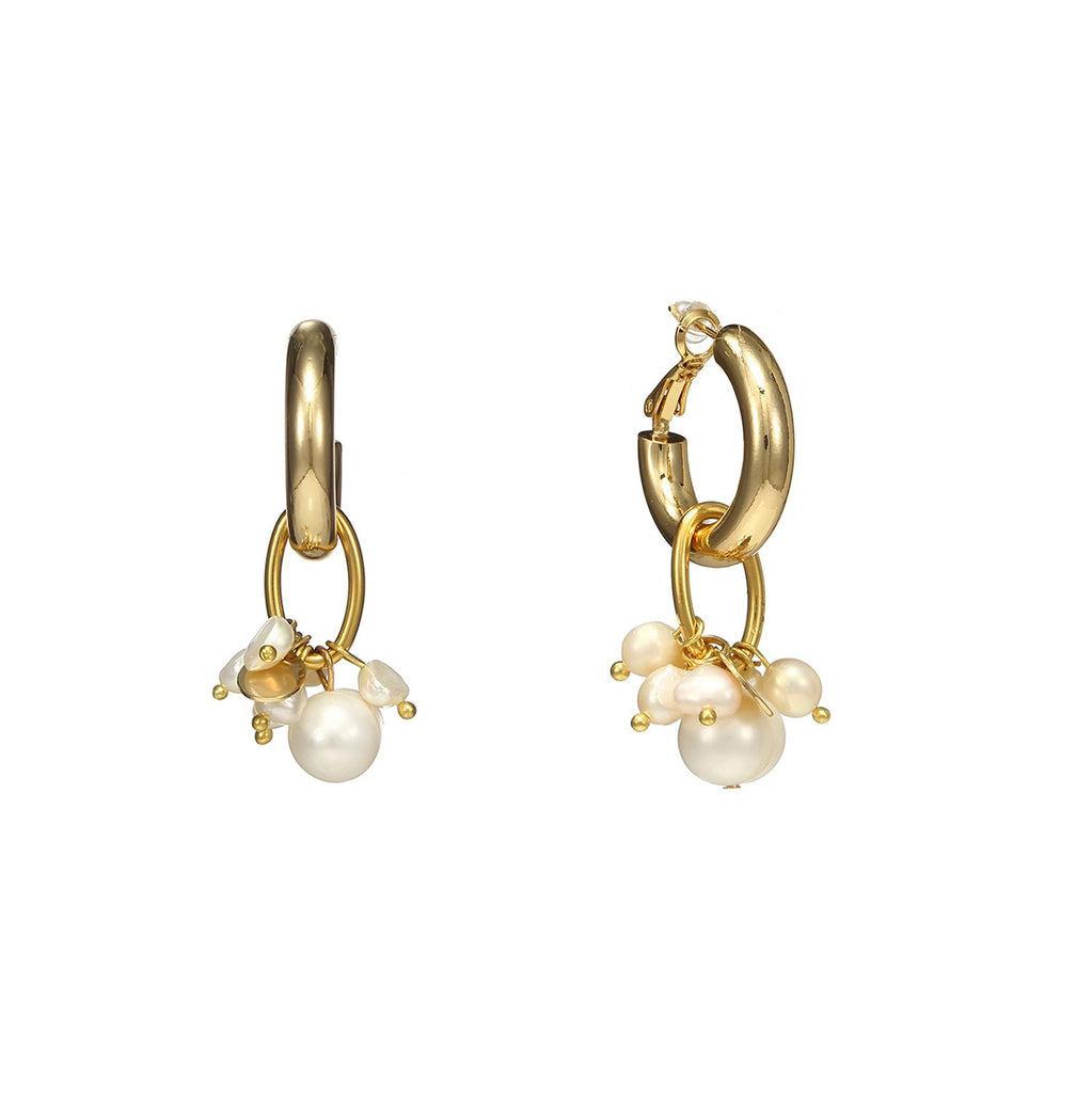 Hoop Mismatched Pearl Earrings