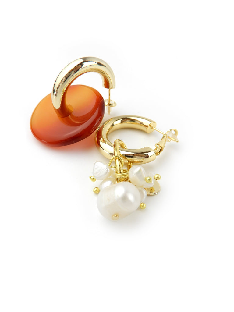 Hoop Mismatched Pearl Earrings