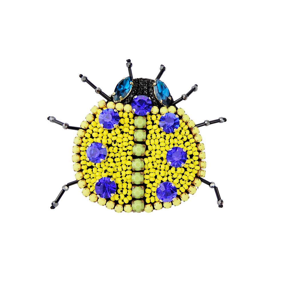 Bead Embroidery Ladybird Beetle Brooch