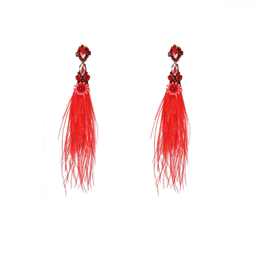 Natural Genuine Ostrich Feather Drop Earrings