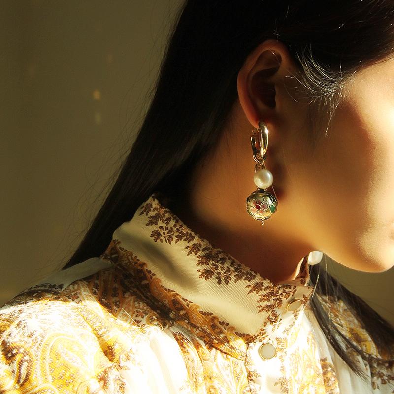 Genuine cloisonne earrings store