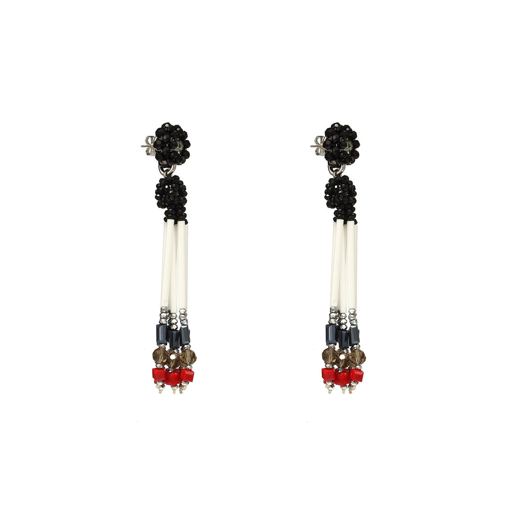 Trendy Beaded Tassel Statement Handcrafted Earrings