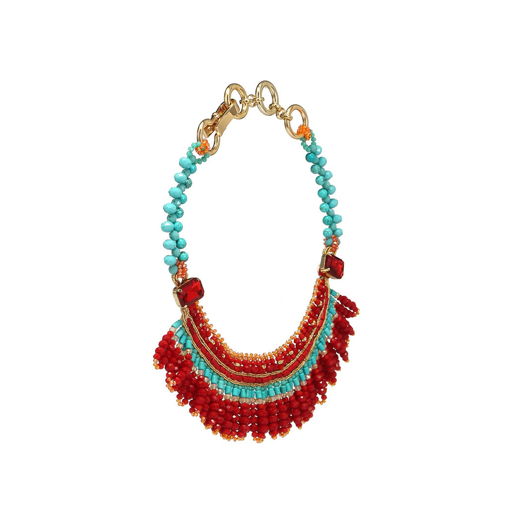 Fringed Tribal Bib Handmade Necklace