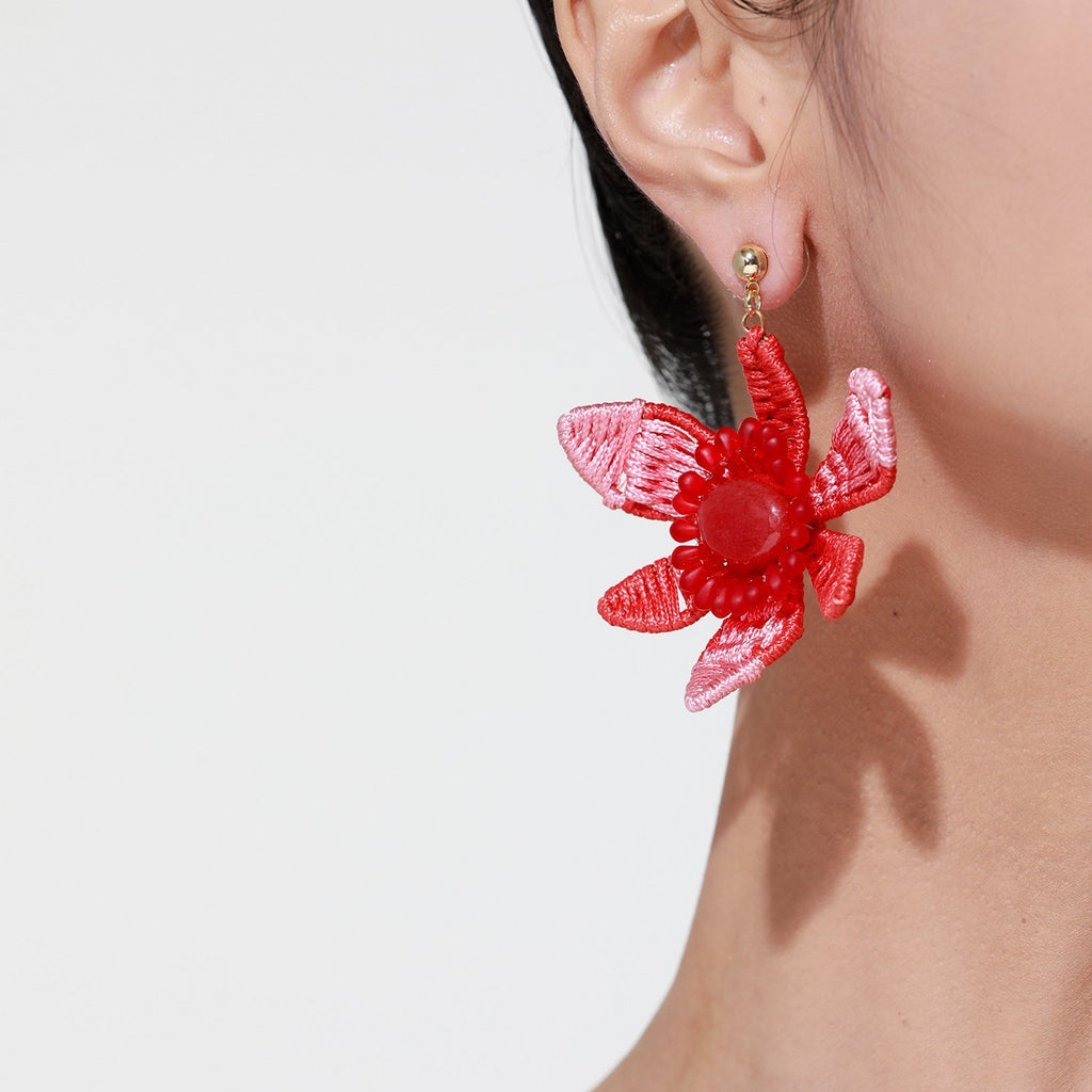 Hand Woven Flower Earrings