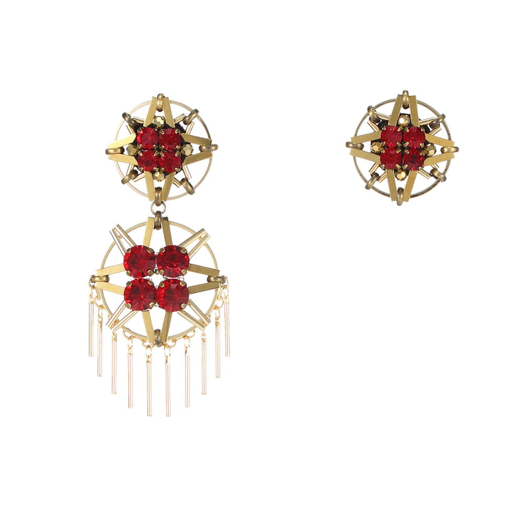Star Drop With Tassel Asymmetrical Handcrafted Roaring Twenties Jewelry Earrings