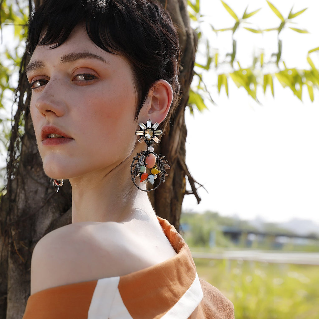 Garnet Statement Earrings