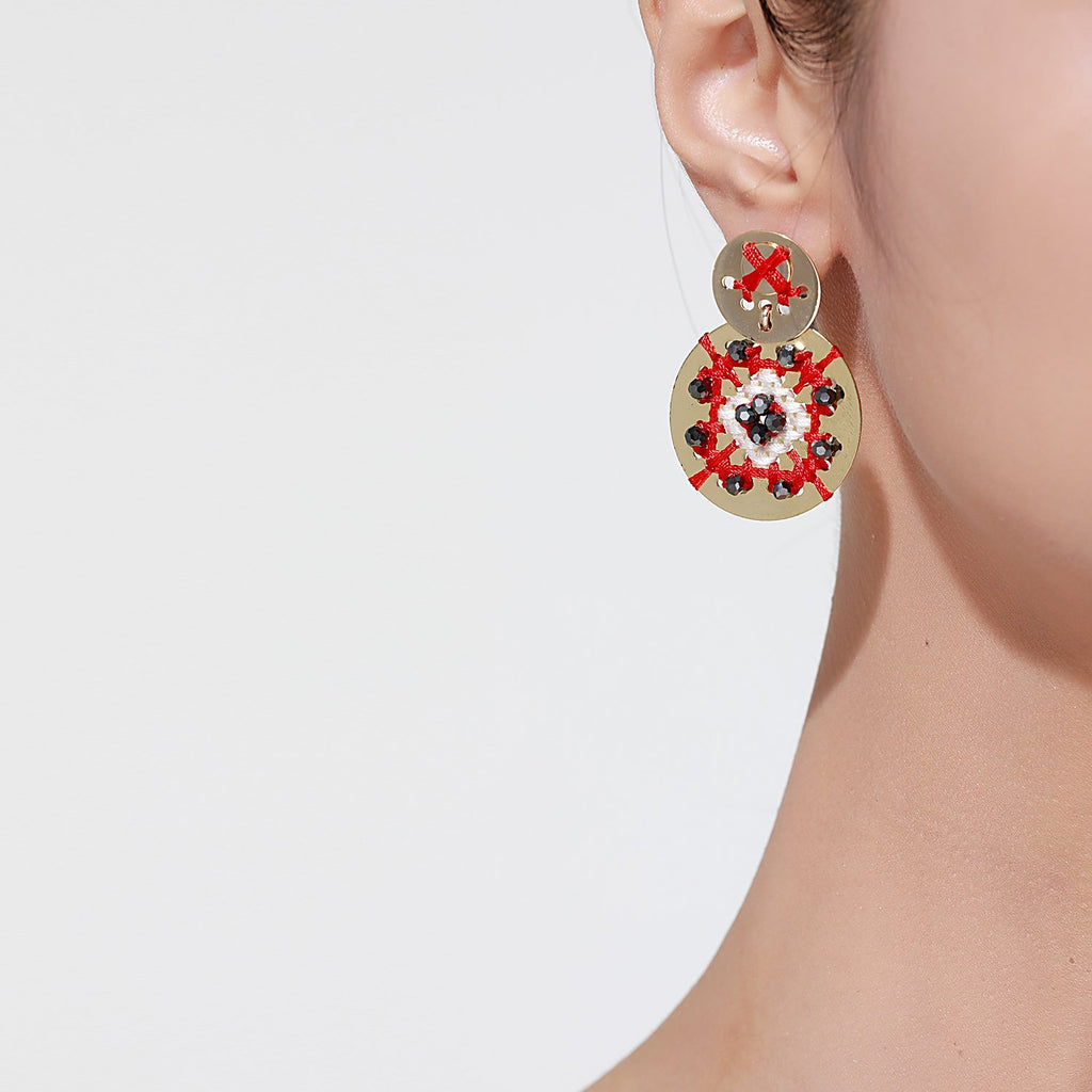 Handmade Embroidered Statement Earrings