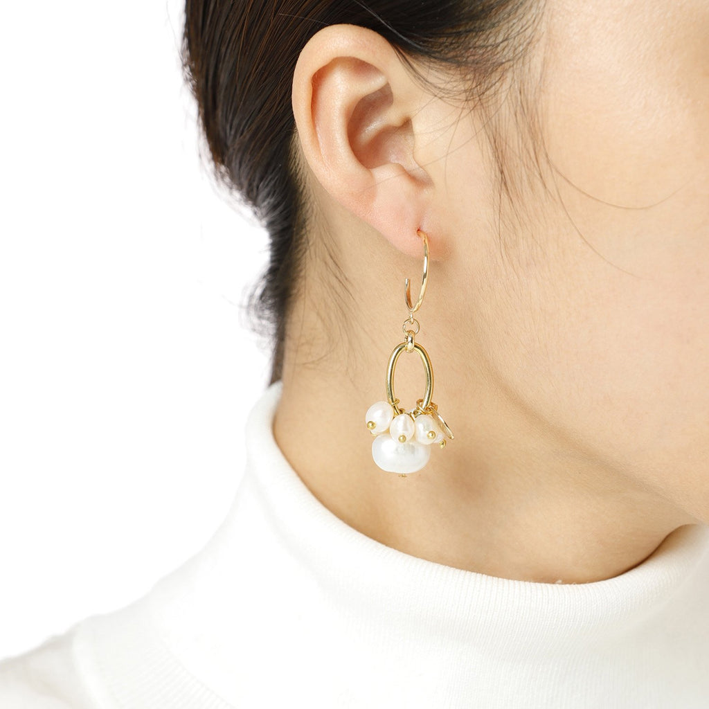 Discount Handmade Asymmetrical Heart Agate And Pearl Earrings