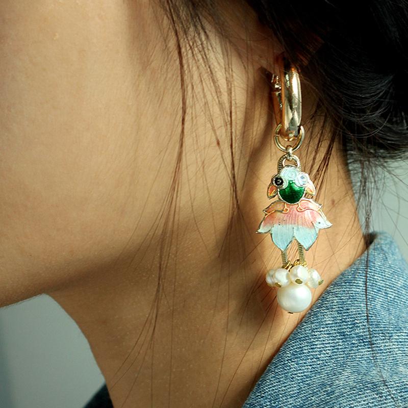 Mismatch Cloisonne Earrings