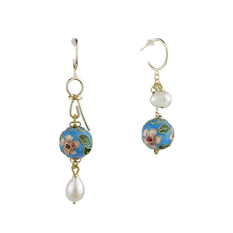 Mismatch Cloisonne Statement Handmade Drop Earrings