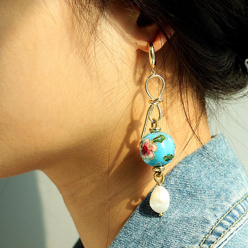 Mismatch Cloisonne Statement Earrings