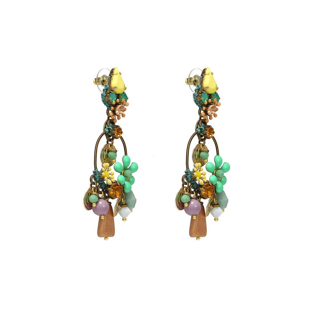 Colored Flowers Handmade Drop Earrings