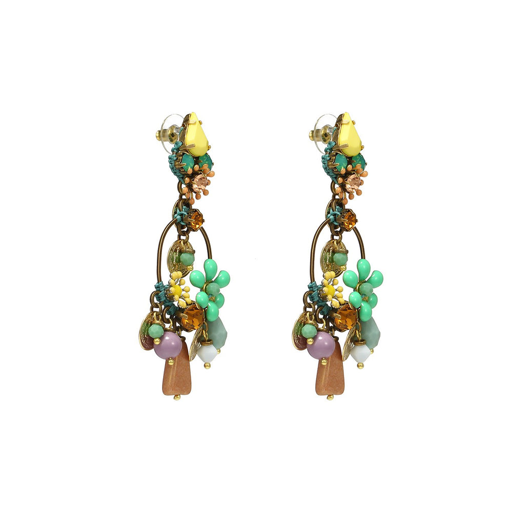 Colored Flowers Handmade Drop Earrings
