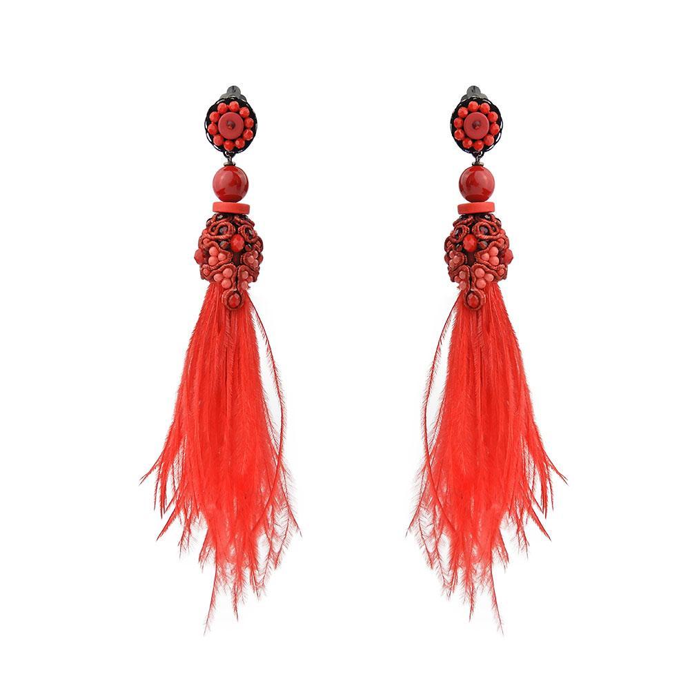 Ostrich Feather Statement Handmade Earrings