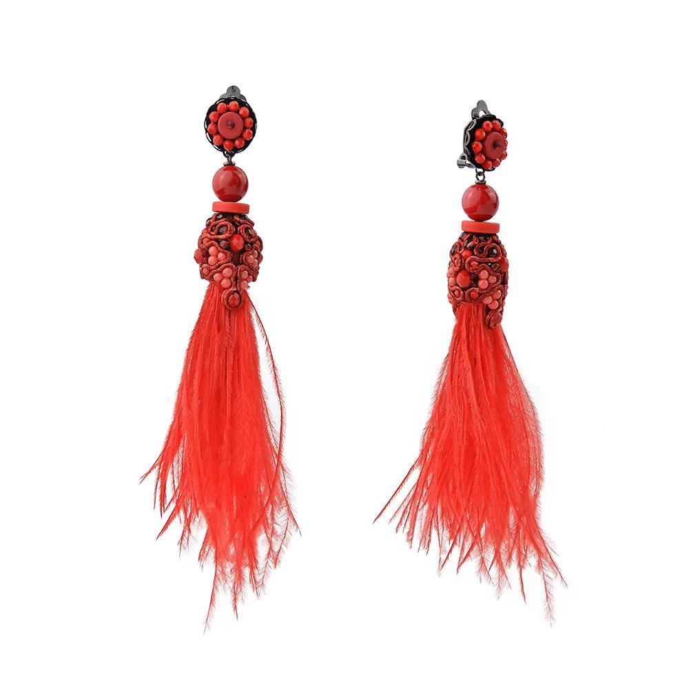 Ostrich Feather Statement Earrings