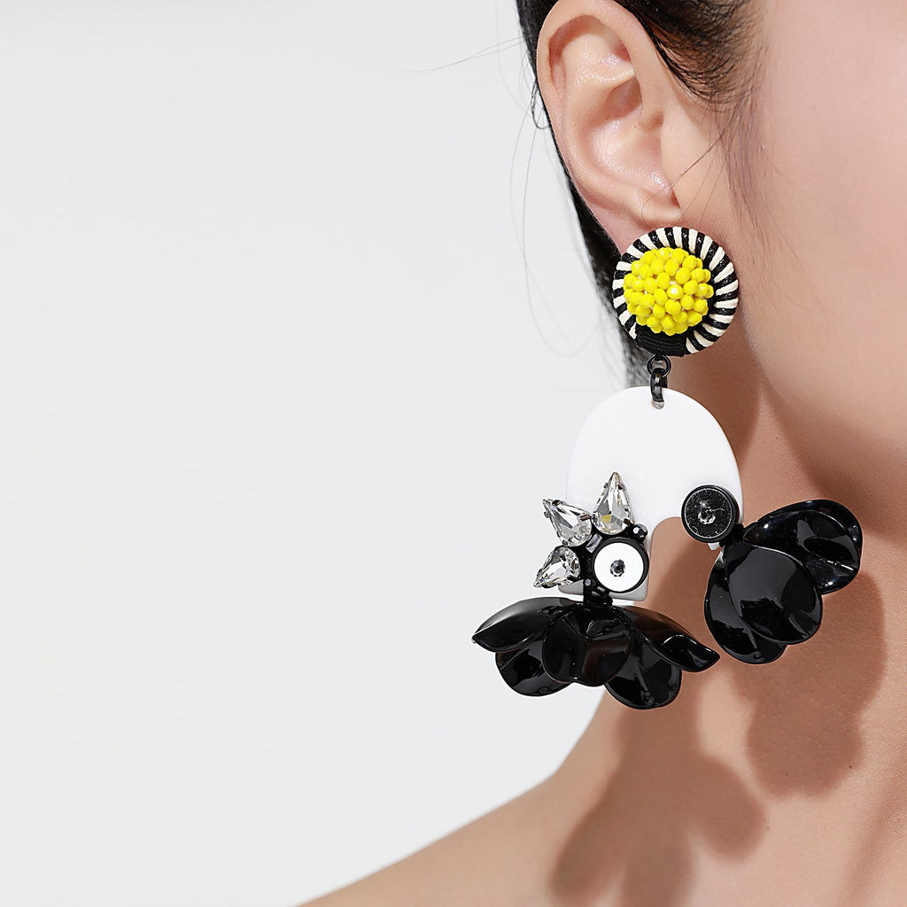 Over Sized Asymmetrical Floral Earrings