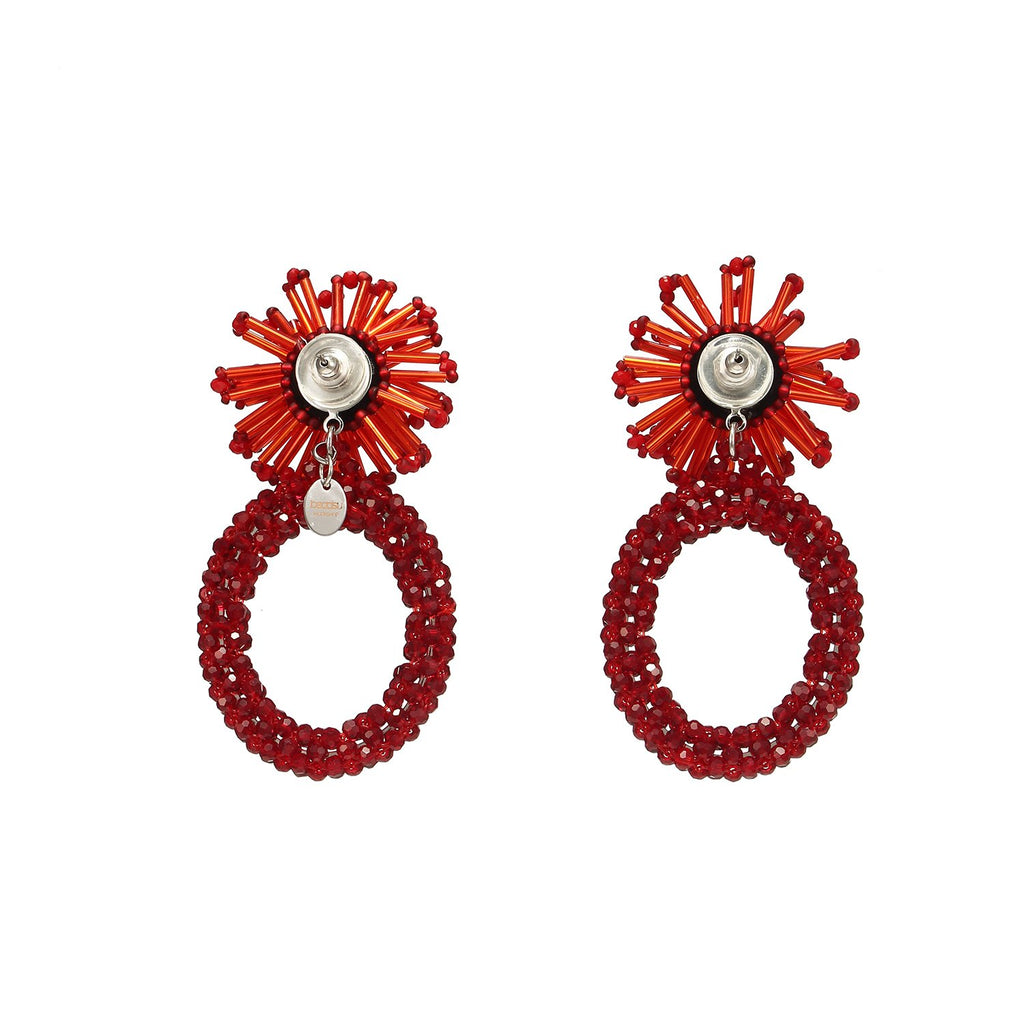 Flower Shaped Big Hoop Earrings