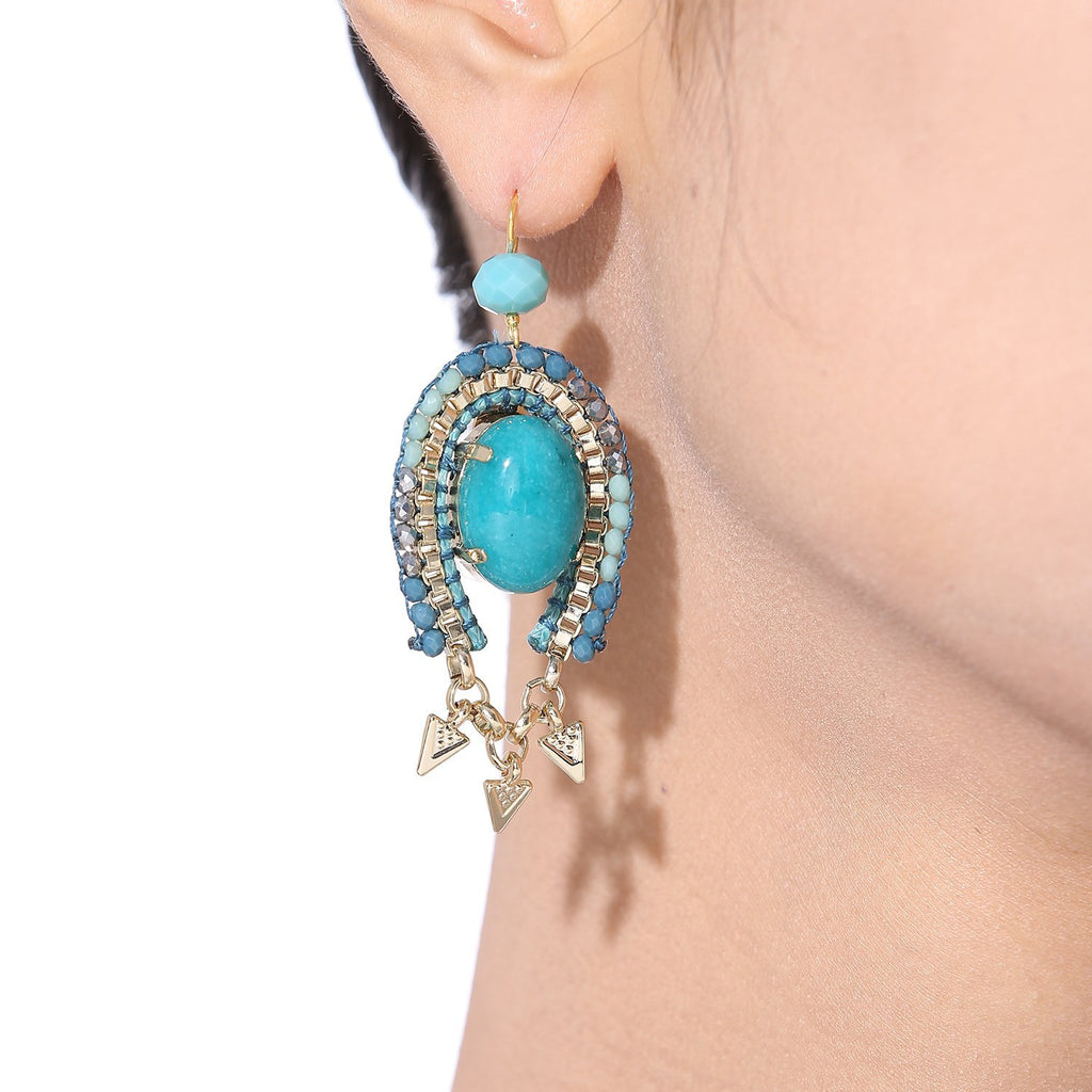 Pretty Cabochon Dangling Earrings