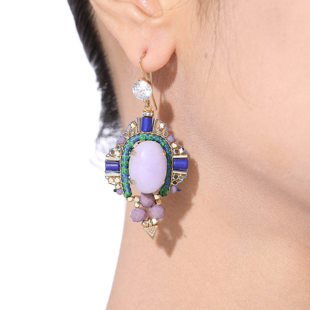 Purple Jade Drop Earrings