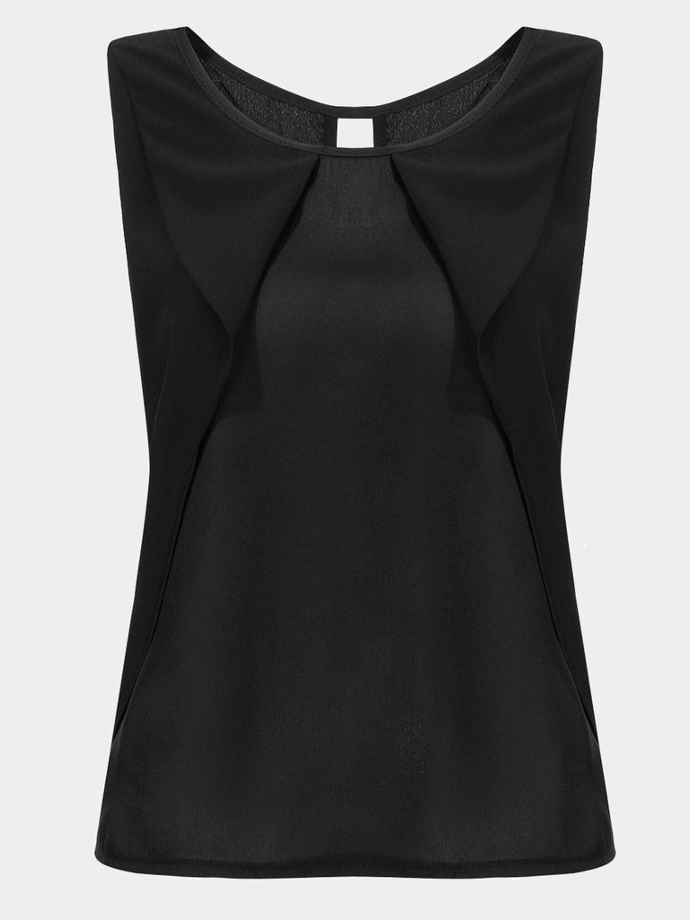 Pleated Loose Chiffon Tank Top