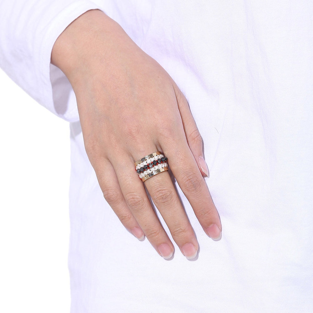 Stackable Bead Embroidered Ring