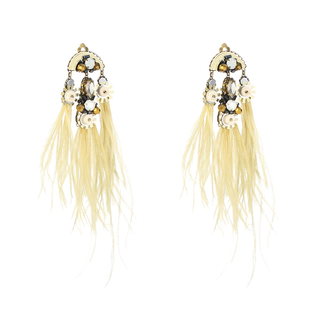 Statement Ostrich Feather Handmade Earrings