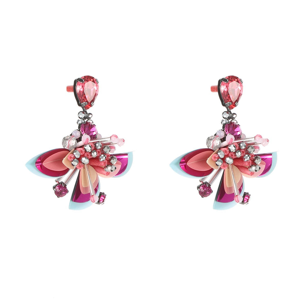 Statement Tropical Flower Handmade Drop Earrings