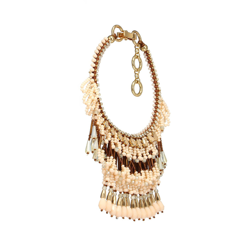 Handmade Luxurious Three Layered Fringe Statement Necklace