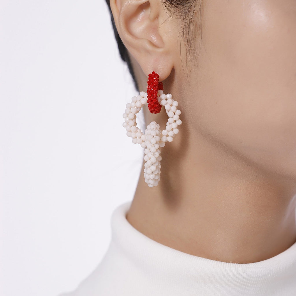 Triple Beaded Hoop Earrings