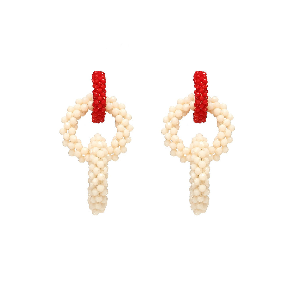 Triple Beaded Hoop Handmade Earrings