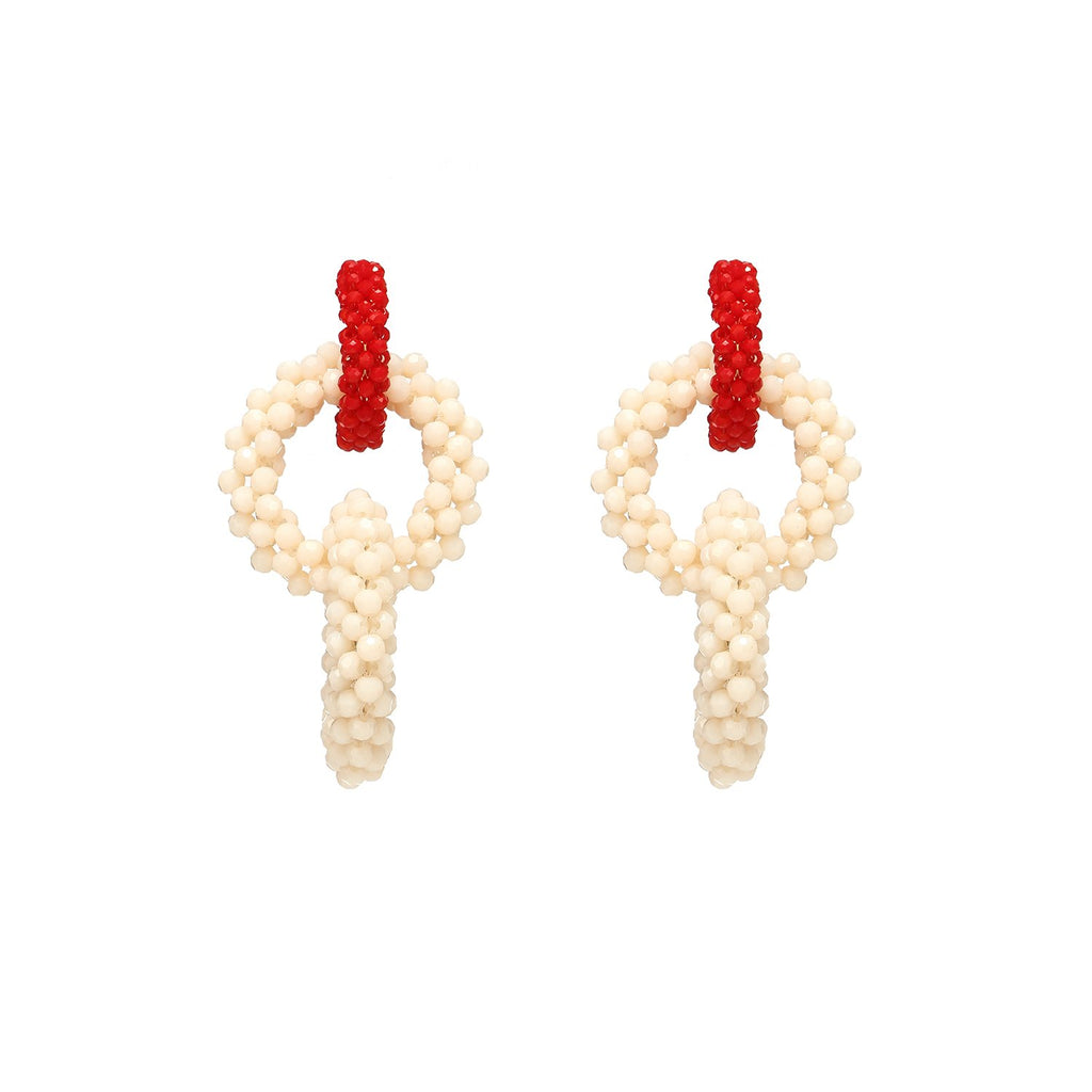 Triple Beaded Hoop Handmade Earrings