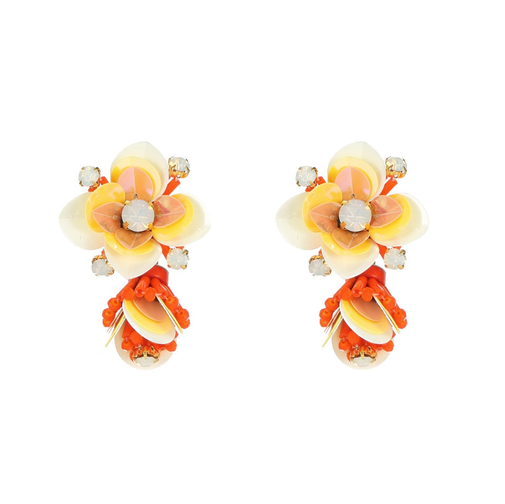 Tropical Flower Statement Handmade Drop Earrings