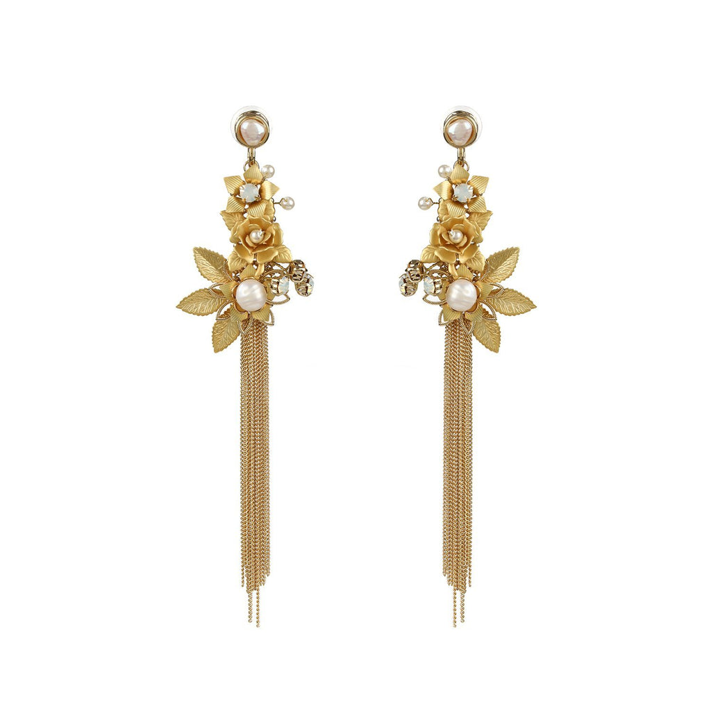 Statement Golden Chain Tassels Handmade Drop Earrings