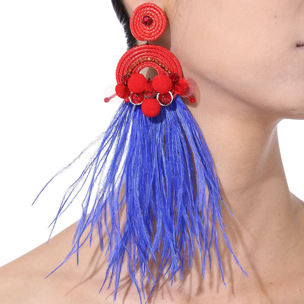 Whimsical Ostrich Feather Earrings