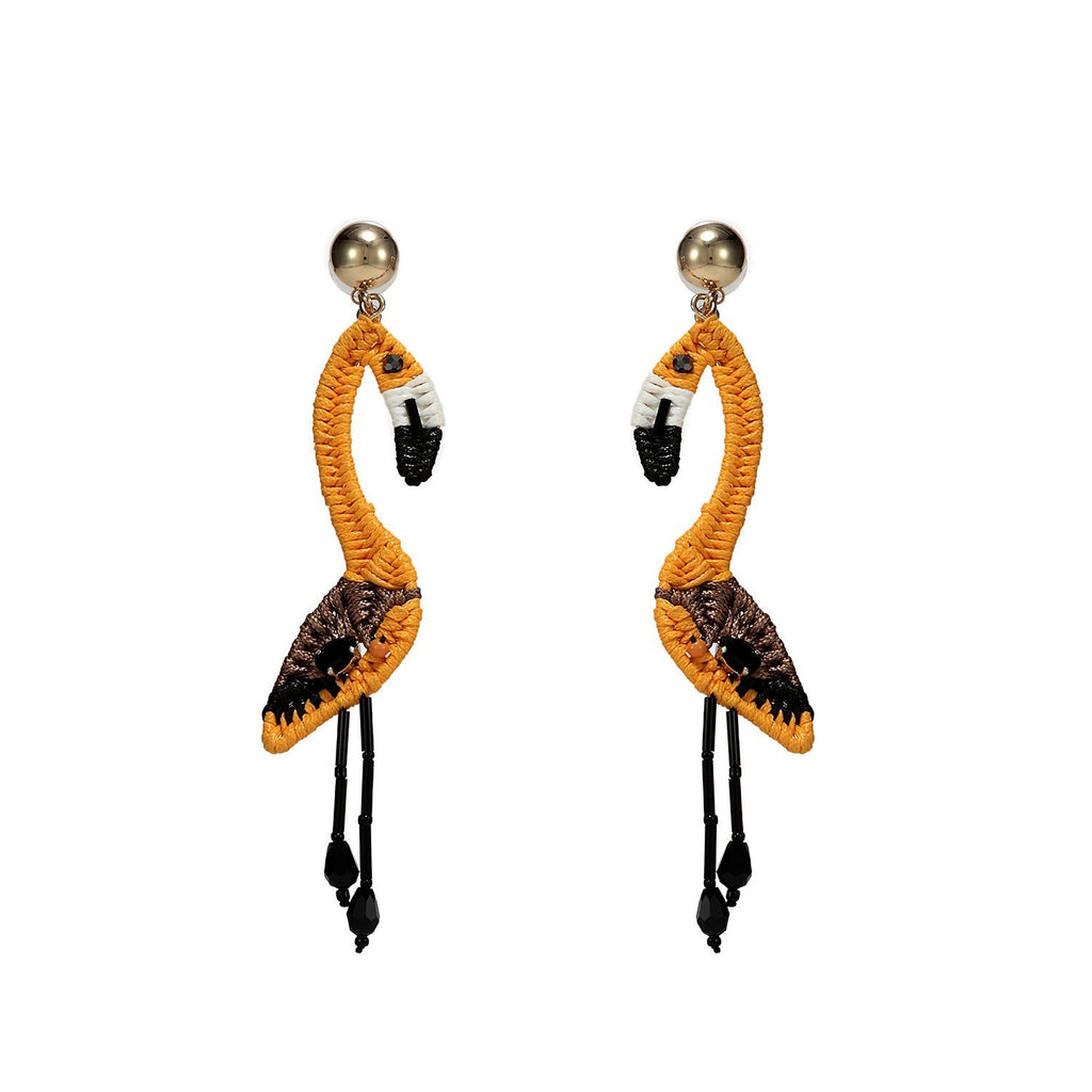 Guanajuato Woven Flamingo Handmade Drop Earrings