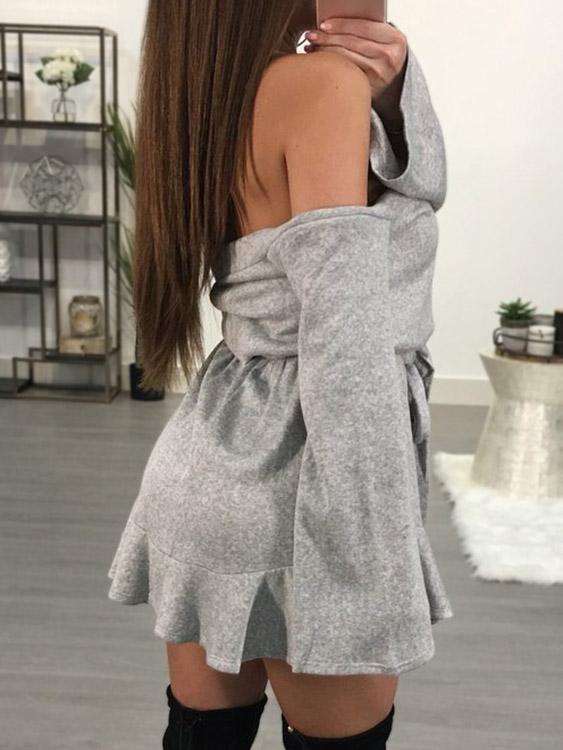 Womens Grey Off The Shoulder Dresses