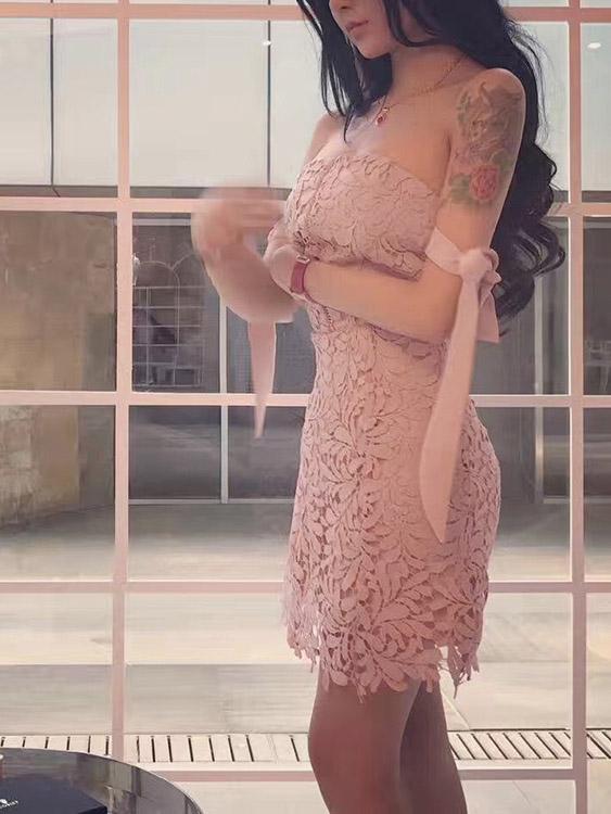Ladies Pink Off The Shoulder Dresses