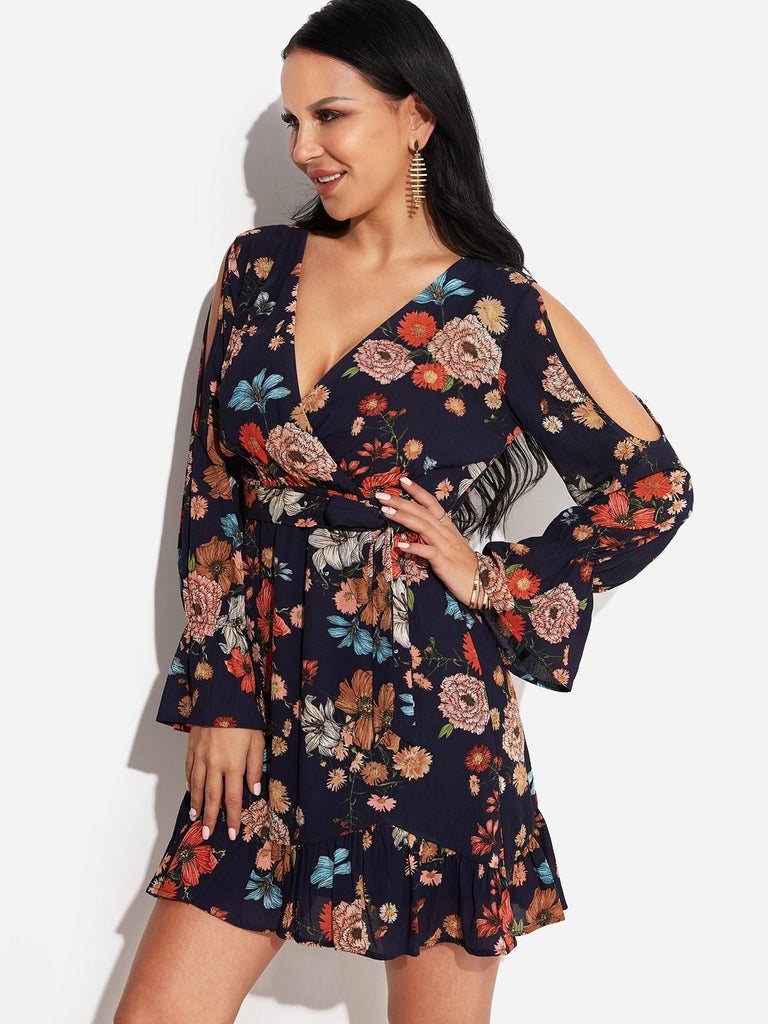 Ladies Navy Floral Dresses