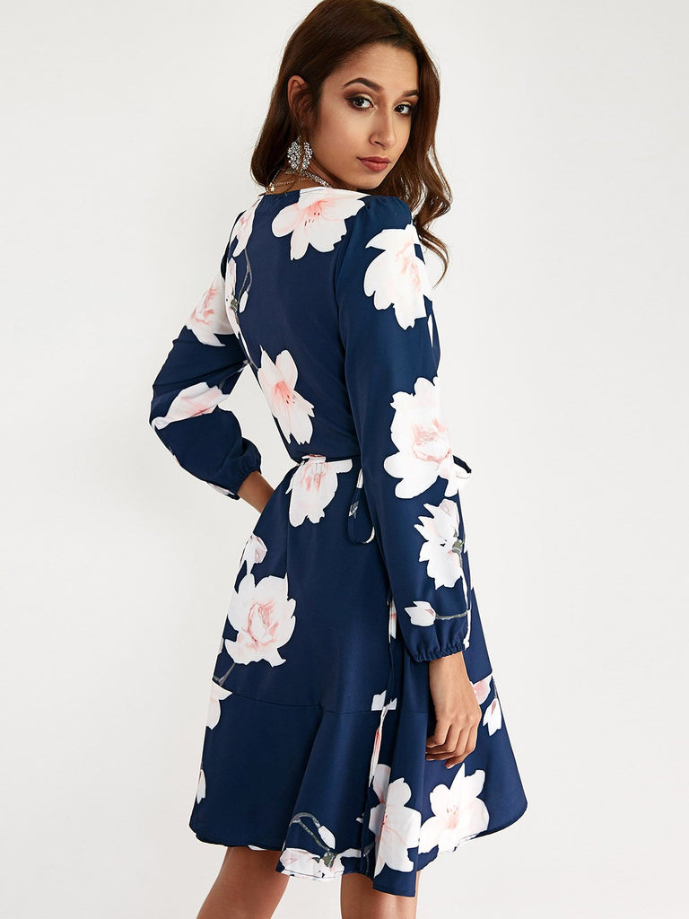 Womens Navy Floral Dresses