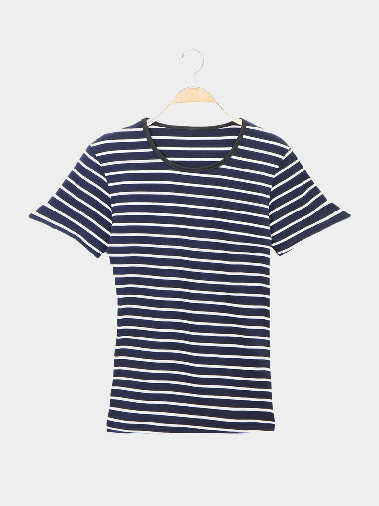 Crew Neck Stripe Half Sleeve T-Shirts