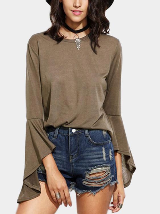 Round Neck Khaki T-Shirts