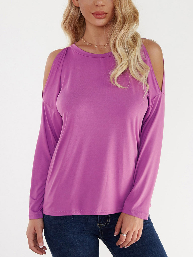 Round Neck Long Sleeve Rose T-Shirts