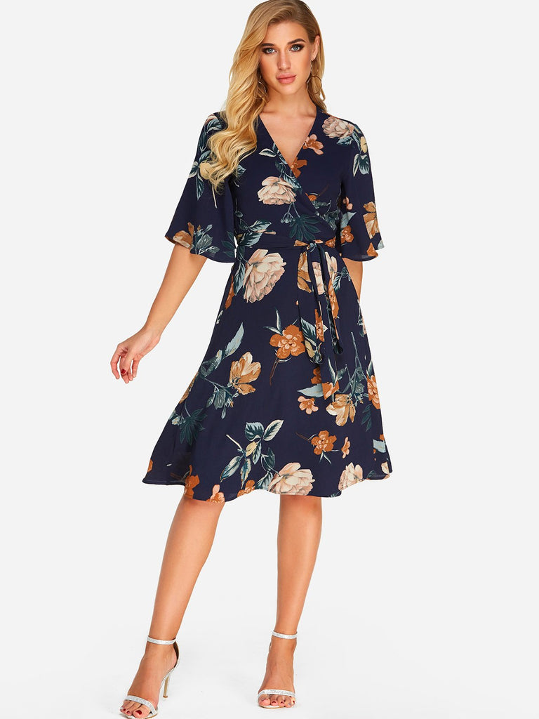 Womens Black Floral Dresses