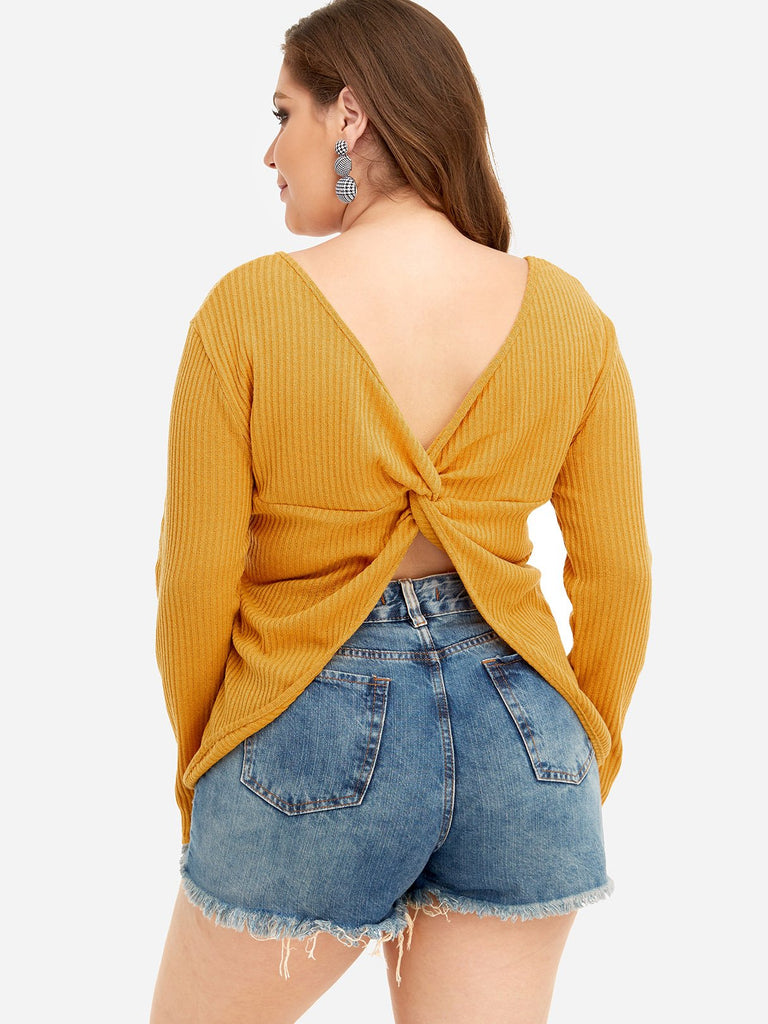 Womens Yellow Plus Size Tops