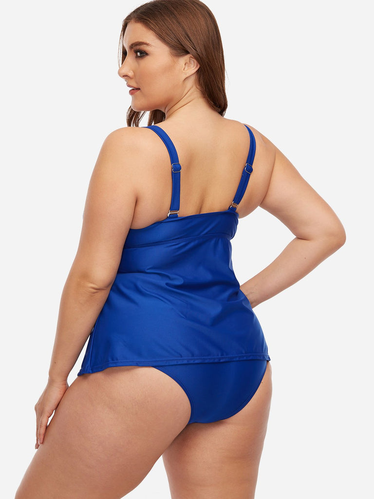 Womens Blue Plus Size Swimwear