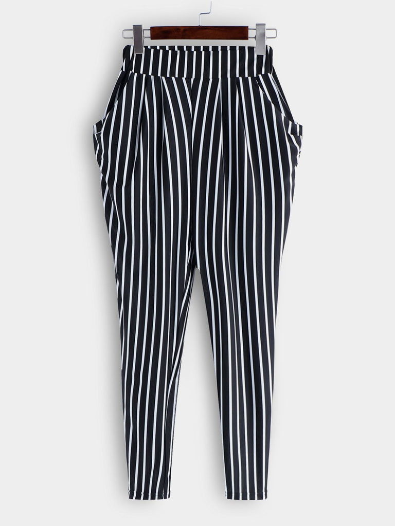 Stripe High-Waisted Plus Size Bottoms